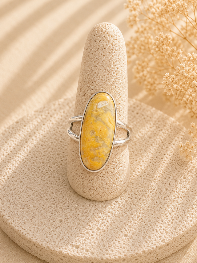 Crazy Lace Agate Oval Cabochon Ring