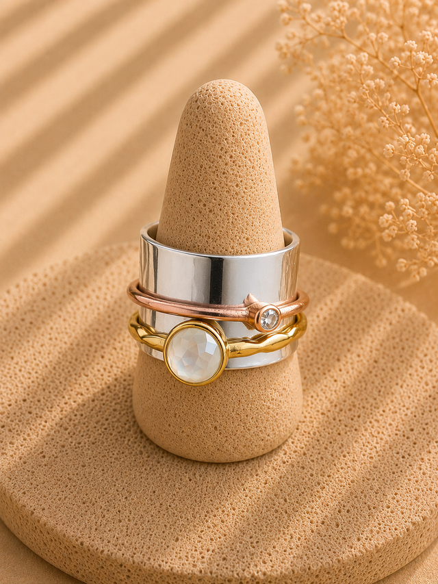 Mother of Pearl Tri-Color Spinner Ring