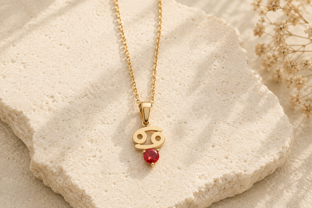 Cancer Birthstone Astrology Zodiac Necklace
