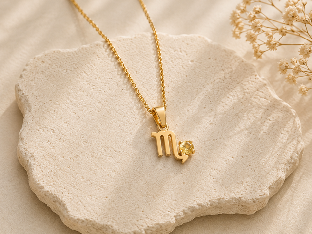 Scorpio Birthstone Astrology Zodiac Necklace