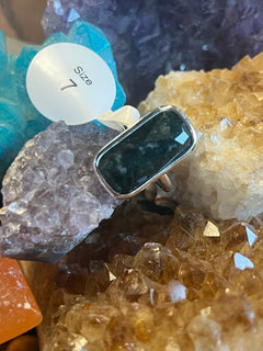 Moss Agate Rectangle Ring image 0