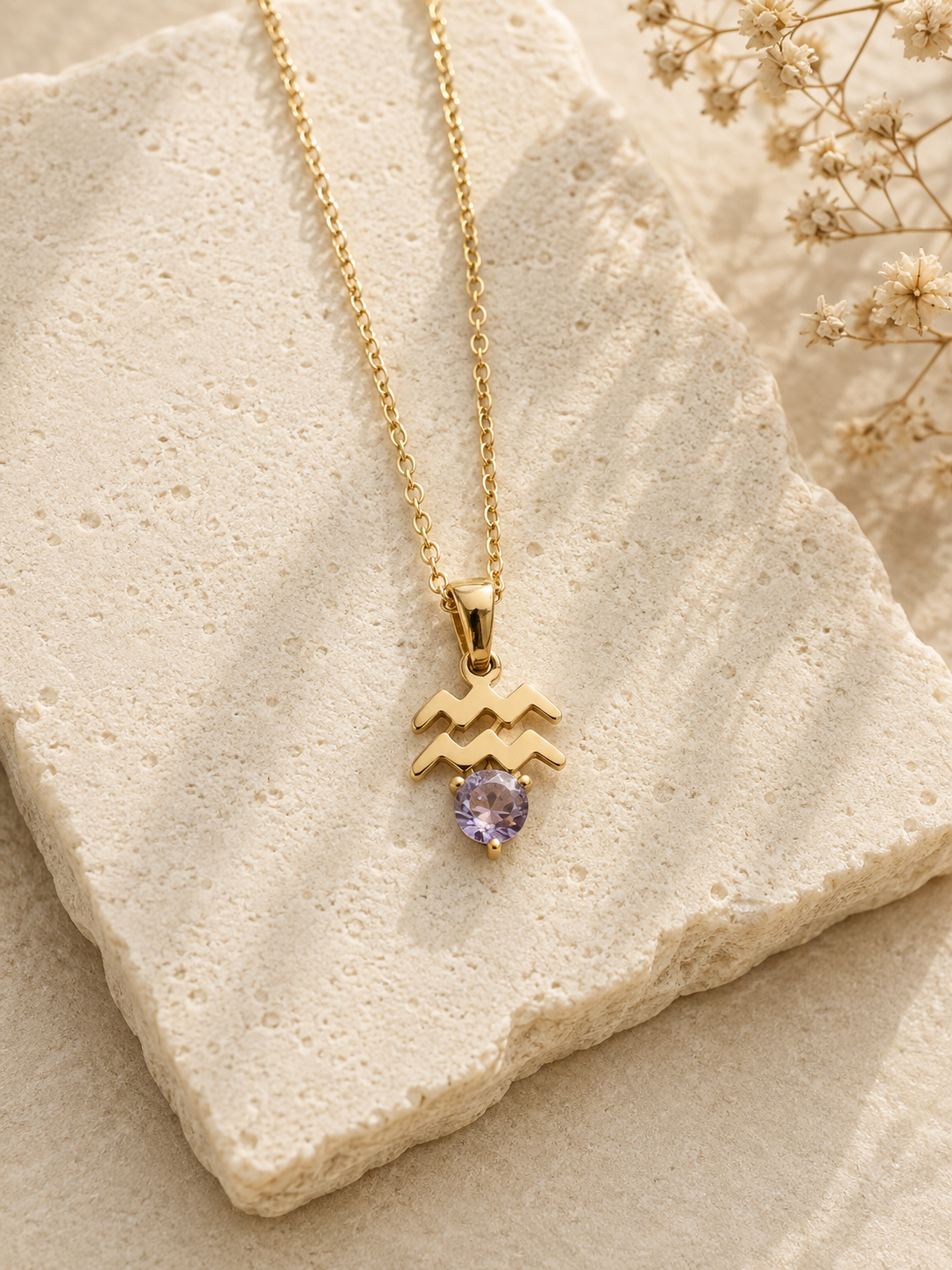 Aquarius Birthstone Astrology Zodiac Necklace