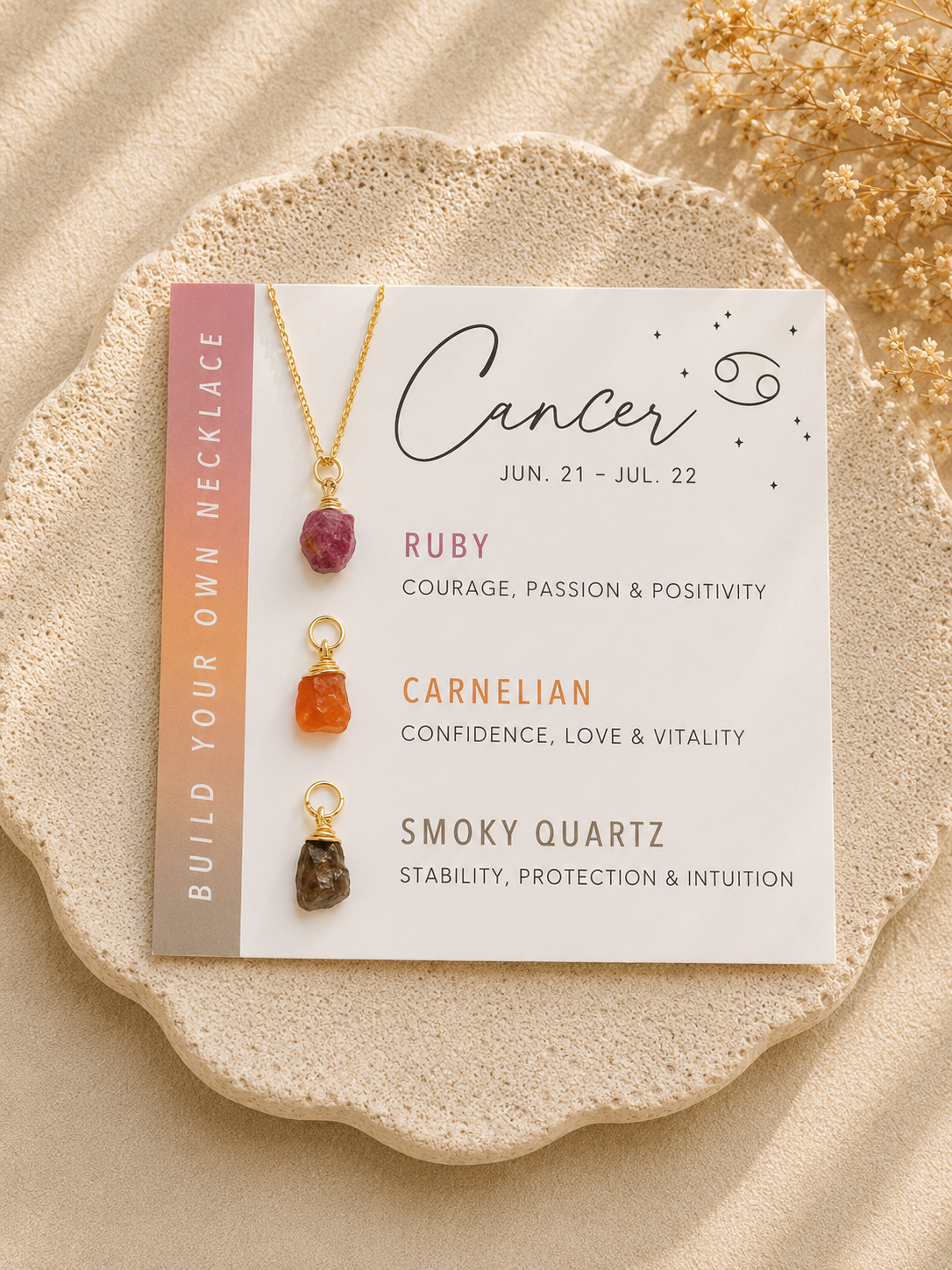 Cancer Zodiac Birthstone Build Your Own Necklace Set