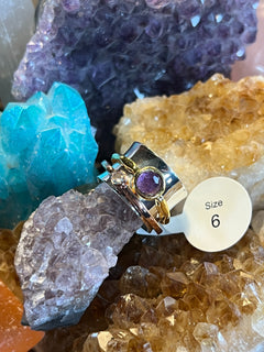 Amethyst Tri-Color Spinner Ring image 0