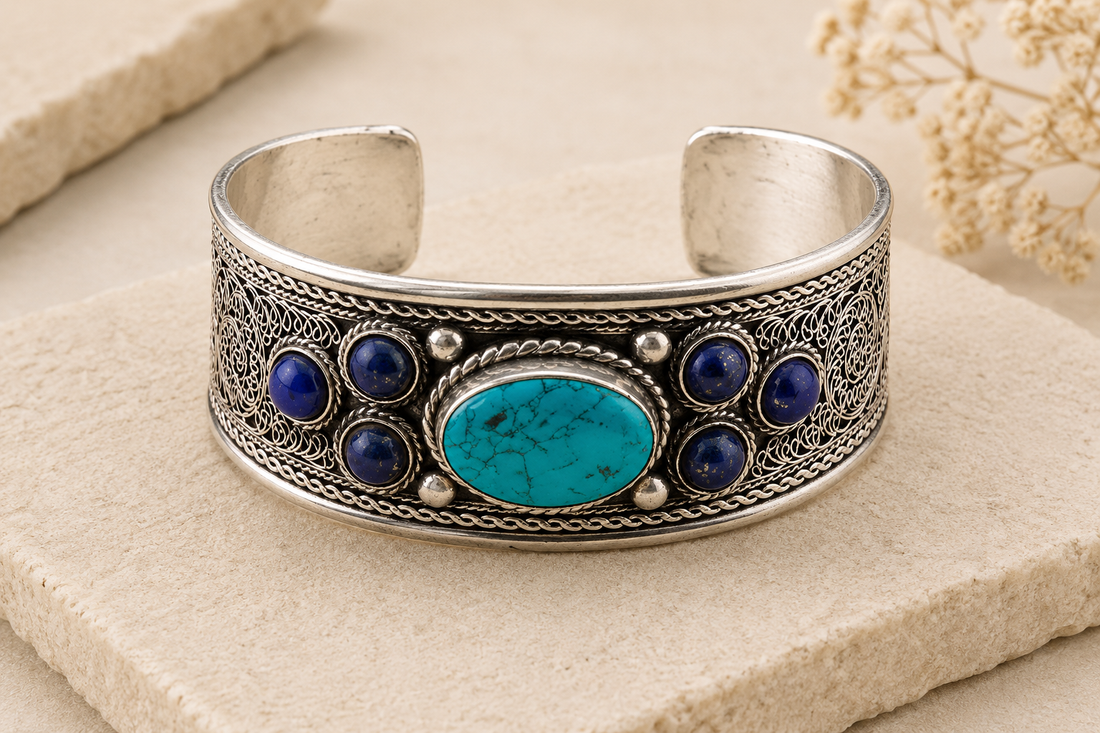 1" Turquoise and Lapis Cuff