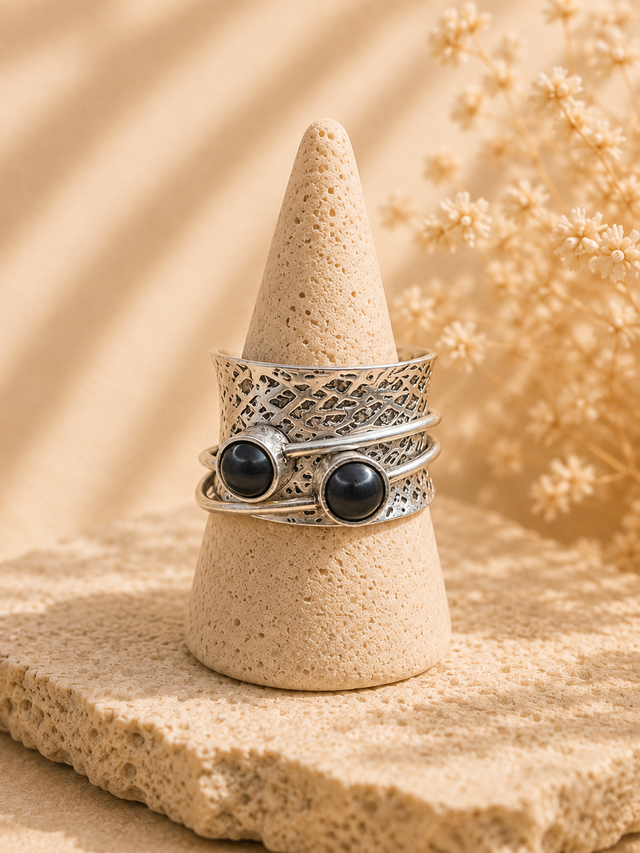 Hematite Banded Spinner Ring