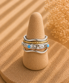 Turquoise Tri-Color Spinner Ring