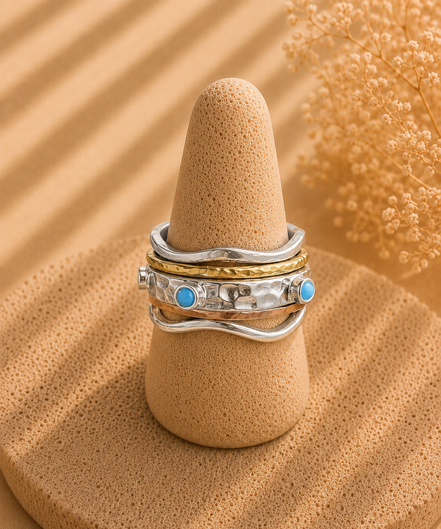 Turquoise Tri-Color Spinner Ring