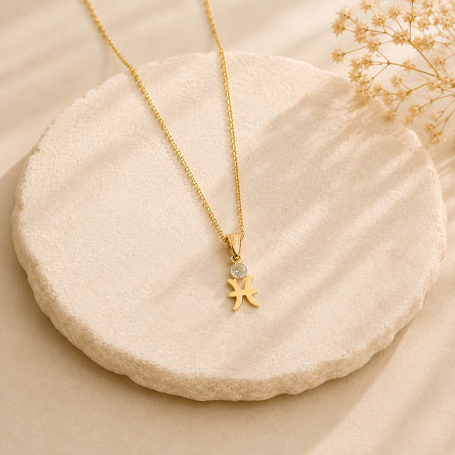 Pisces Birthstone Astrology Zodiac Necklace
