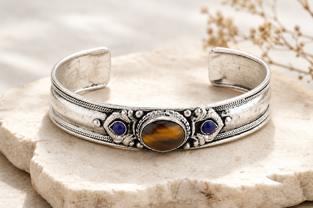 1/2" Tiger Eye and Lapis Cuff