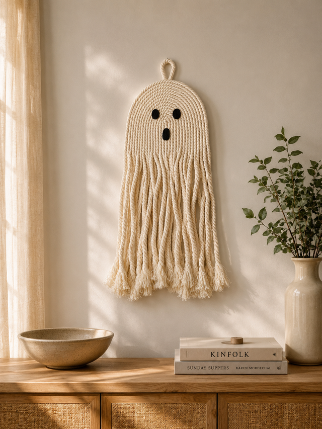 Handmade Macrame Ghost Wall Hanging