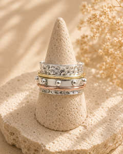 Hammered Tri-Tone Spinner Ring