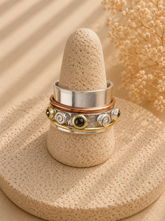 Hematite Tri-Tone Spinner Ring