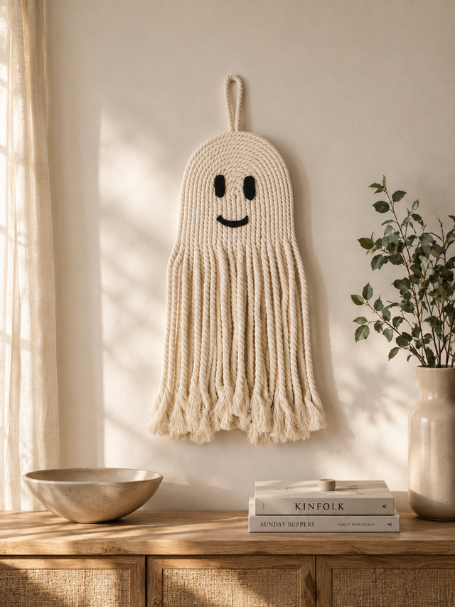 Handmade Macrame Ghost Wall Hanging