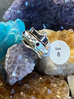 Garnet Crystal Tri-Tone Spinner Ring image 0