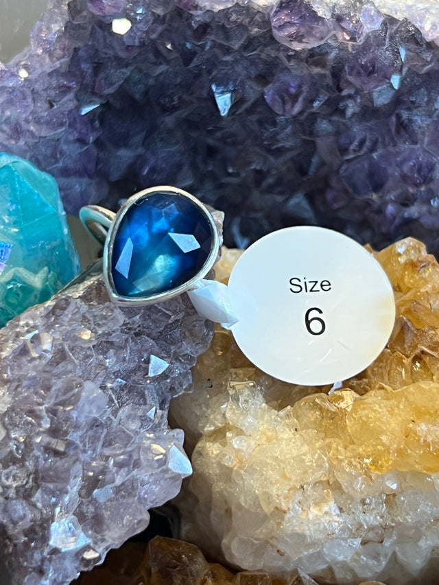 Labradorite Doublet Teardrop Ring image 0