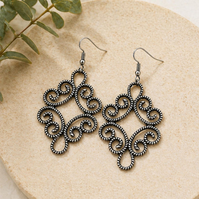 Silver Filigree Dangle Earrings