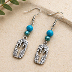 Southwestern Turquoise Beaded Cactus Earrings