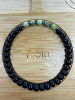 China Jade & Black Bead Bracelet