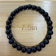 Matte & Glossy Black Beaded Stretch Bracelet