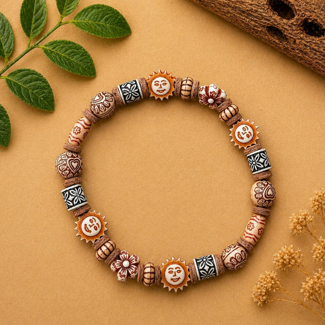 Boho Sun &amp; Floral Bead Bracelet