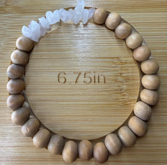 Light Wood & Rose Quartz Chip Bracelet