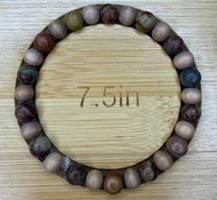 Mookaite Jasper & Wood Bead Bracelet