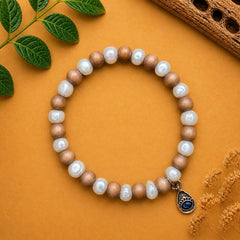 Freshwater Pearl & Wood Bead Bracelet