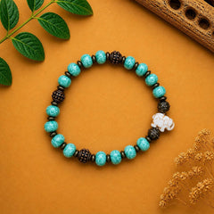Elephant & Mint Green Boho Beaded Bracelet