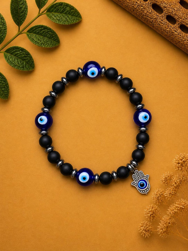 Evil Eye Bracelet with Hamsa Hand Charm