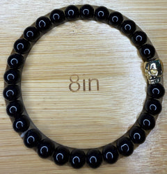 Black Bead Skull Bracelet