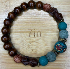 Boho Wood & Lava Stone Bracelet