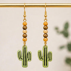 Handmade Beaded Cactus Dangle Earrings