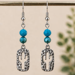 Southwestern Turquoise Beaded Cactus Earrings