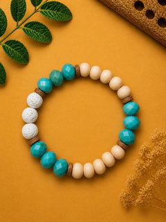 Turquoise & Wood Boho Diffuser Bracelet