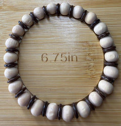 Natural Light Wood Bead Bracelet With Dark Spacer Accents