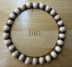 Natural Light Wood Bead Bracelet With Dark Spacer Accents