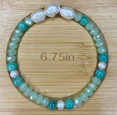 Amazonite &amp; Pearl Beaded Bracelet