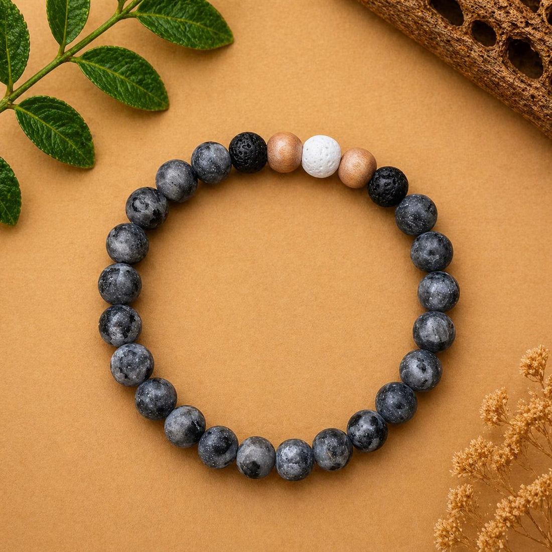 Labradorite & Lava Stone Bracelet