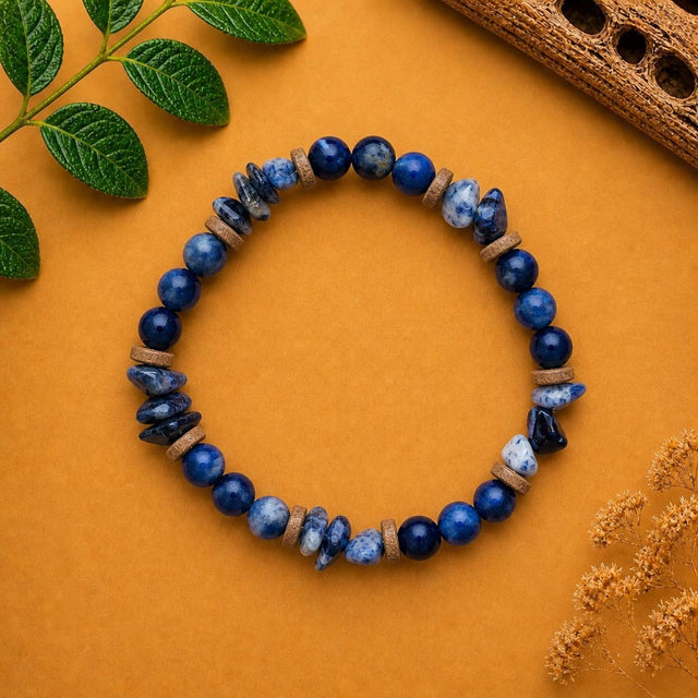 Sodalite with Leather Spacer Bracelet