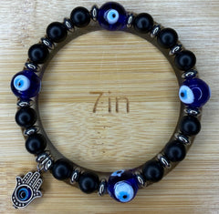 Evil Eye Bracelet with Hamsa Hand Charm