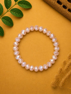 Beige Faceted Glass Bead Bracelet