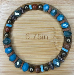 Boho Turquoise & Wood Bead Bracelet