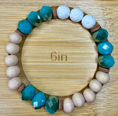 Turquoise & Wood Boho Diffuser Bracelet