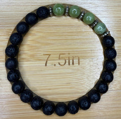 Lava Rock & Green Jade Bracelet
