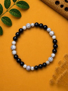 Feldspar & Black Beaded Bracelet