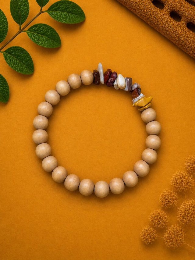 Wood & Mookaite Chip Bracelet