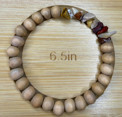 Wood & Mookaite Chip Bracelet