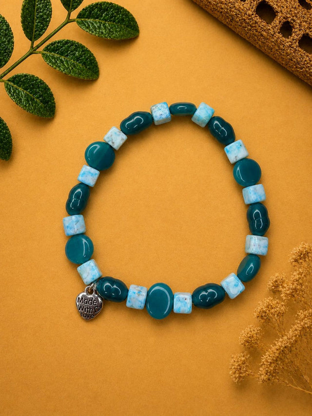 Blue & Marbled Stone Bracelet