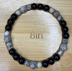Feldspar & Black Beaded Bracelet
